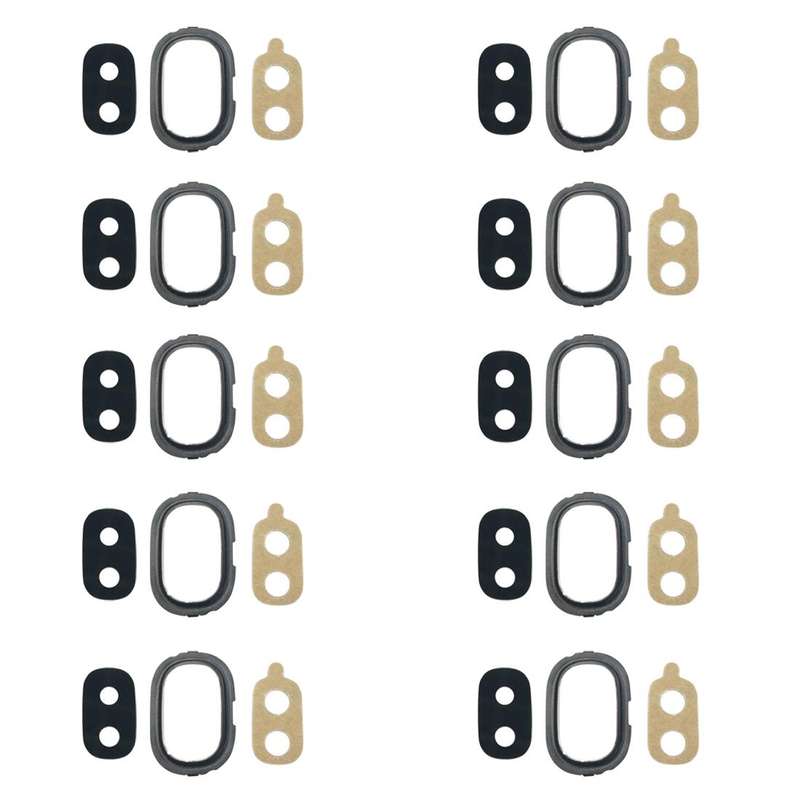 For Galaxy J4, J400F/DS, J400G/DS 10pcs Back Camera Bezel with Lens Cover & Adhesive (Black)