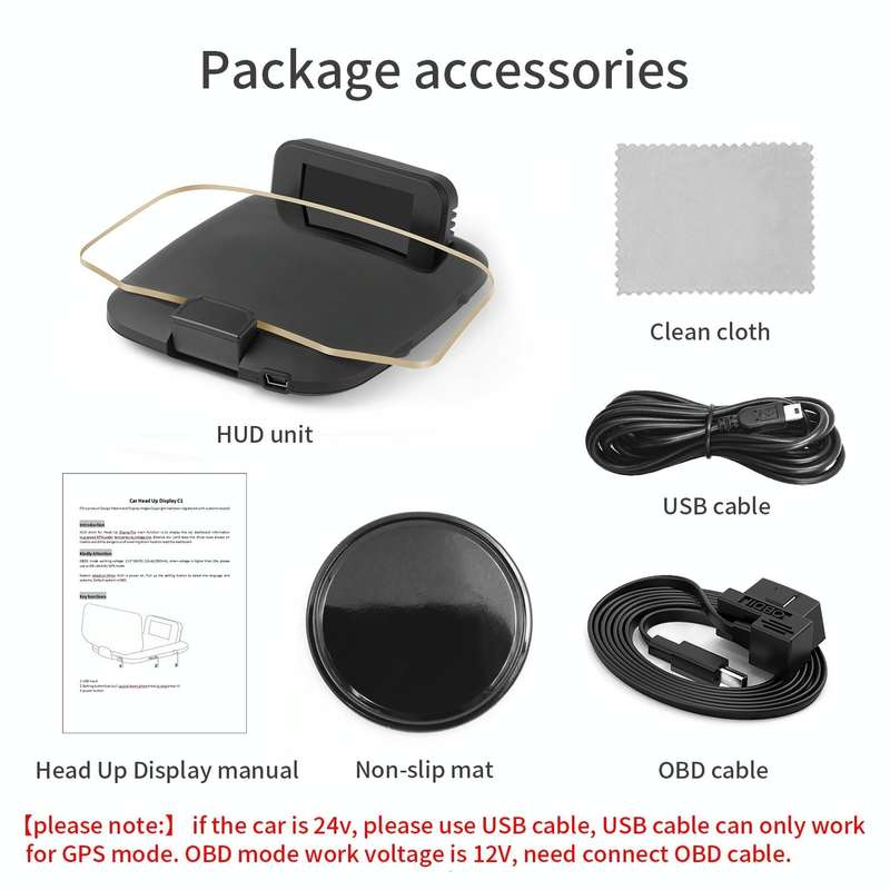 C1 OBD2 + GPS Mode Car HUD Head-up Display Compass / Speed / Water Temperature / Voltage Display ...