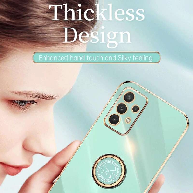 For Samsung Galaxy A32 5G XINLI Straight Edge 6D Electroplate TPU Phone Case with Ring Holder(White)