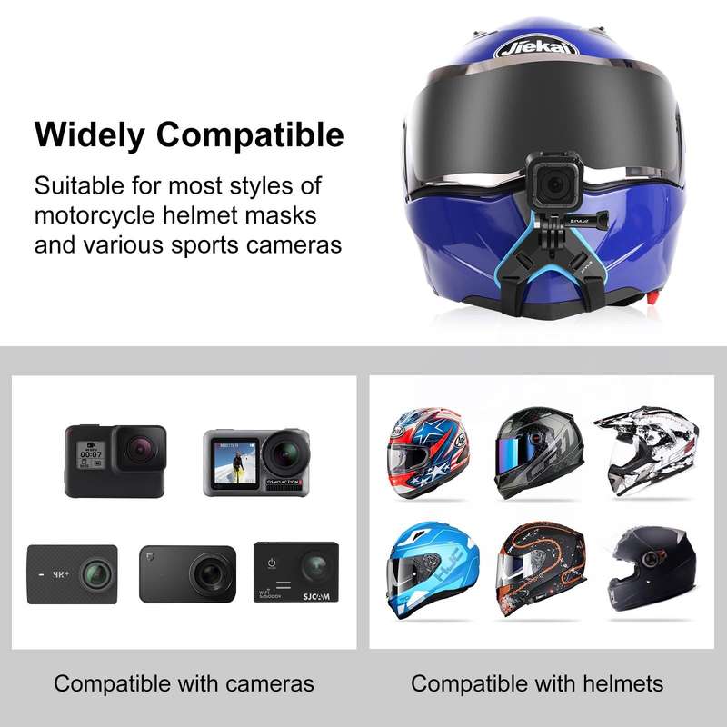 PULUZ Motorcycle Helmet Chin Strap Mount for GoPro, DJI Osmo Action and Other Action Cameras(Blue)