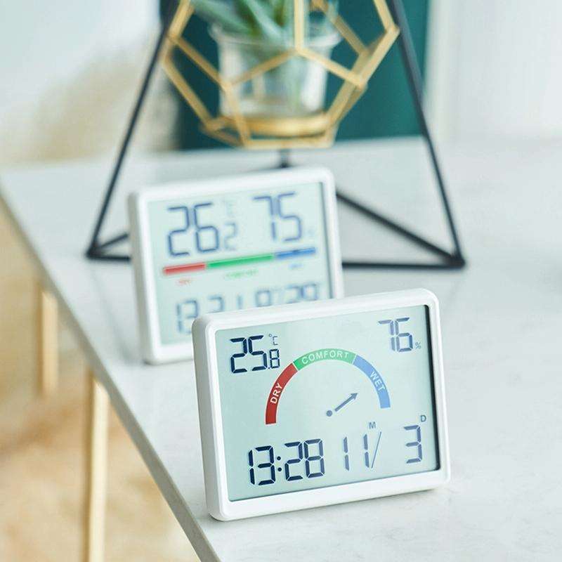 Magnetic LCD Digital Aalarm Clock Large Screen With Temperature Humidity Display(9905 White)