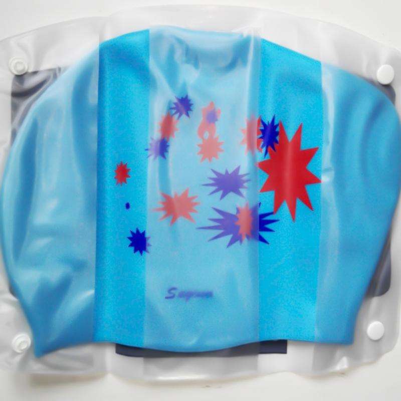 Printed Silicone Swimming Cap Waterproof Swimming Cap for Long Hair, Size:One Size(Navy Blue)