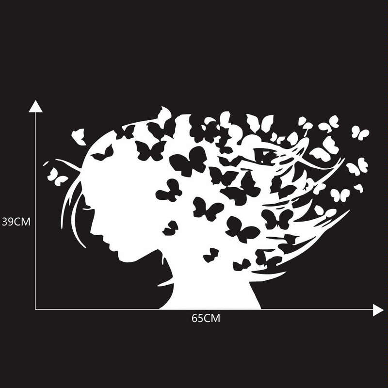 D-956 Butterfly Girl Pattern Car Modified Decorative Sticker(White)