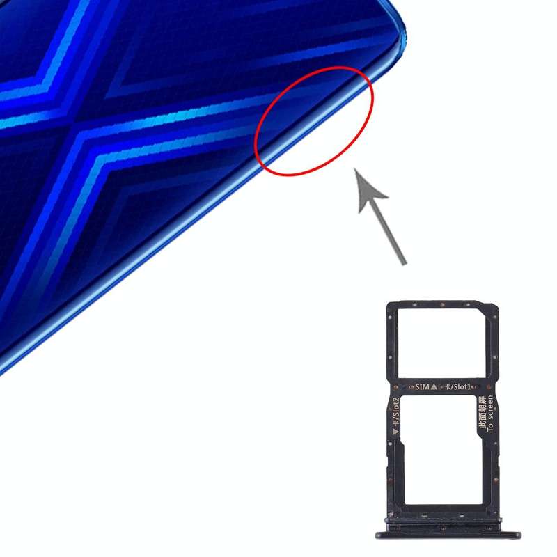 SIM Card Tray + SIM Card Tray / Micro SD Card Tray for Huawei Honor 9X / Honor 9X Pro(Black)