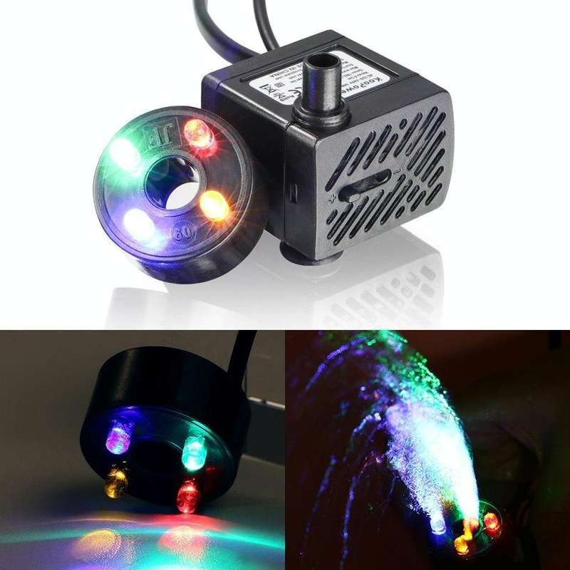 3W 4 Light Silent Aquarium Fish Tank Filtration Submersible Pump Fountain Water Pump EU Plug