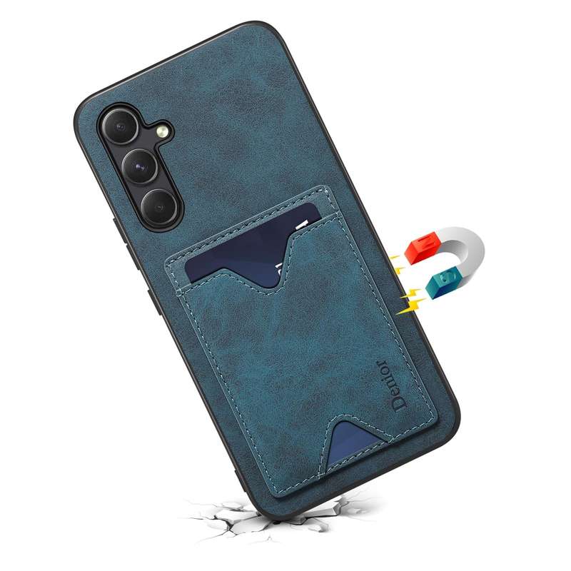 For Samsung Galaxy A24 5G Denior PU Back Cover Card Slot Holder Phone Case(Blue)