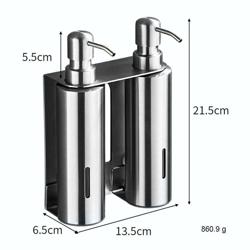 Hotel Stainless Steel Soap Dispenser Home Wall Mounted No Punch Press To Soap Bottle, Style: Roun...