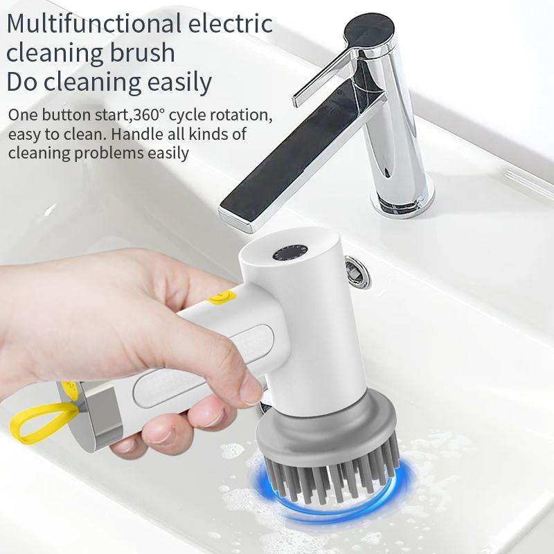 Multifunctional Handheld Cordless Electric Cleaning Brush(Ivory White)