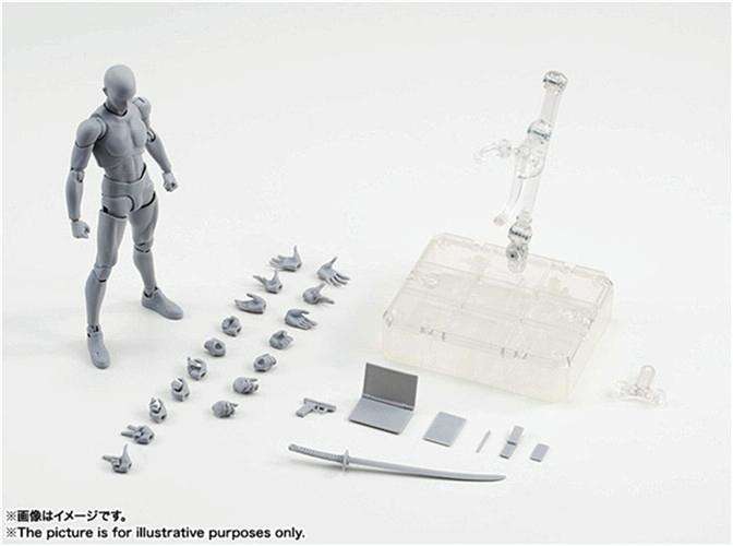 Figuarts Body Body-Chan Body-Kun Grey Color Ver Black PVC Action Figure Collectible Model Toy(Mal...