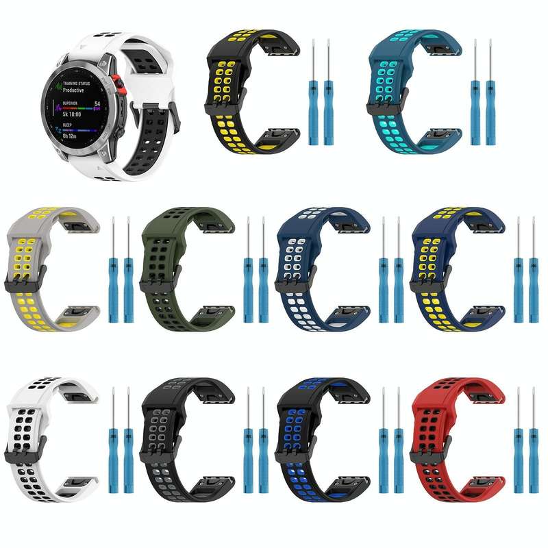 For Garmin Forerunner 965 22mm Two-Color Reverse Buckle Silicone Watch Band(Black+Yellow)