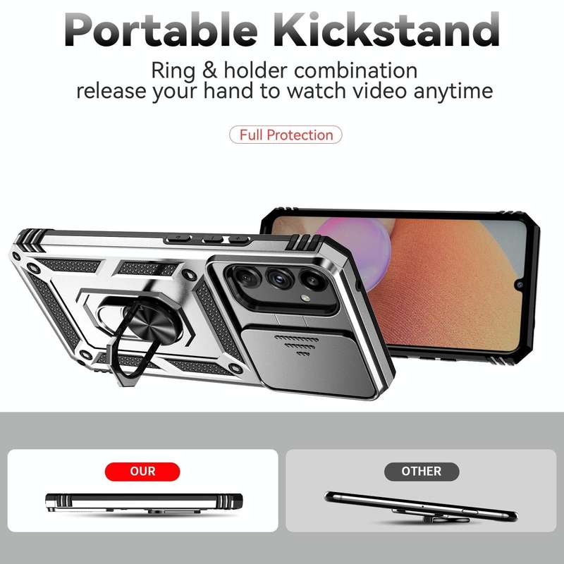 For Samsung Galaxy A34 5G Sliding Camshield Holder Phone Case(Silver)