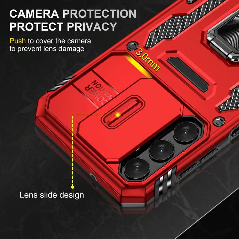 For Samsung Galaxy A15 Armor PC + TPU Camera Shield Phone Case(Red)