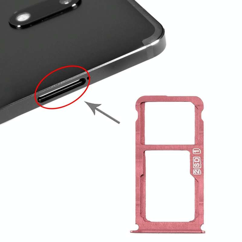 SIM Card Tray + SIM Card Tray / Micro SD Card Tray for Nokia 7 Plus TA-1062 (Purplish Red)