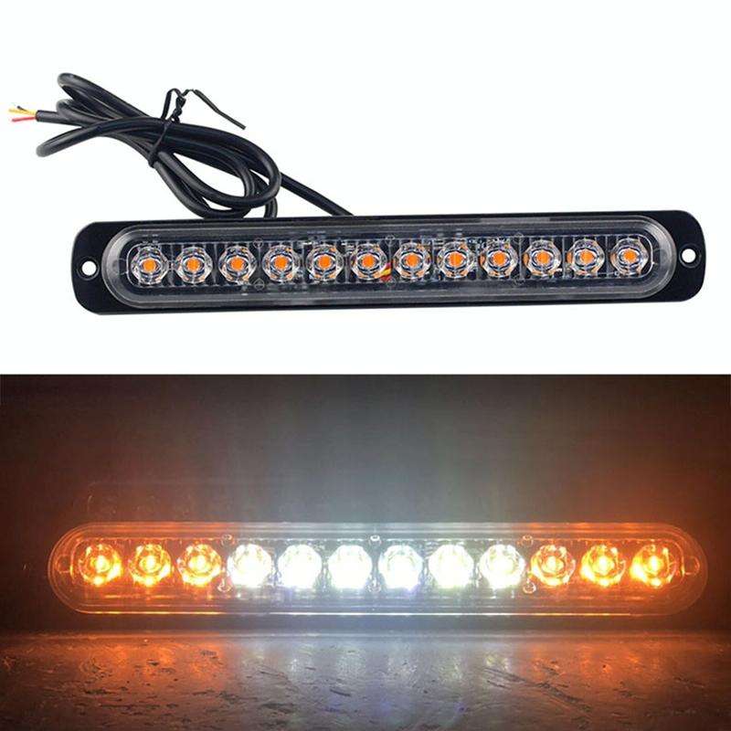 DC12V-24V / 36W Car Truck Emergency Strobe Flash Warning Light 12LEDs Long Ultra-thin Side Lights...