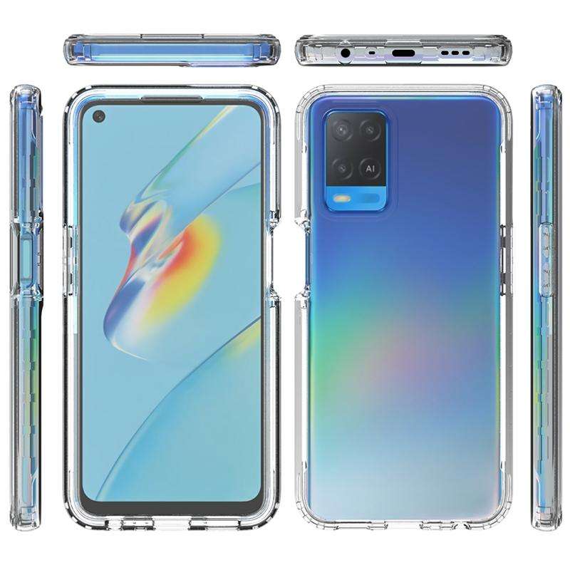 For OPPO A54 4G Shockproof High Transparency Two-color Gradual Change PC+TPU Candy Colors Phone P...