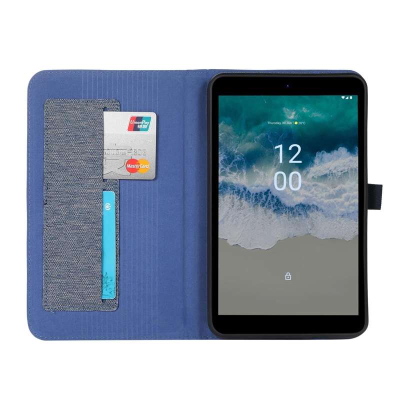 For Nokia T10 Fabric PU + TPU Flip Tablet Leather Case(Dark Blue)