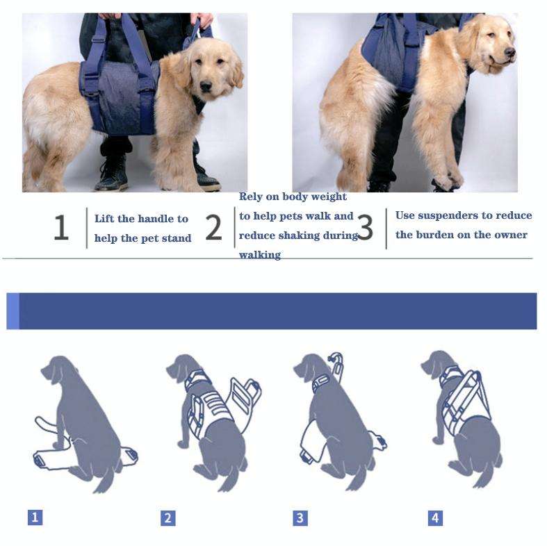 Pet Leash Senior Dogs Walking Aids Chest Harness, Size: M(Dark Blue)
