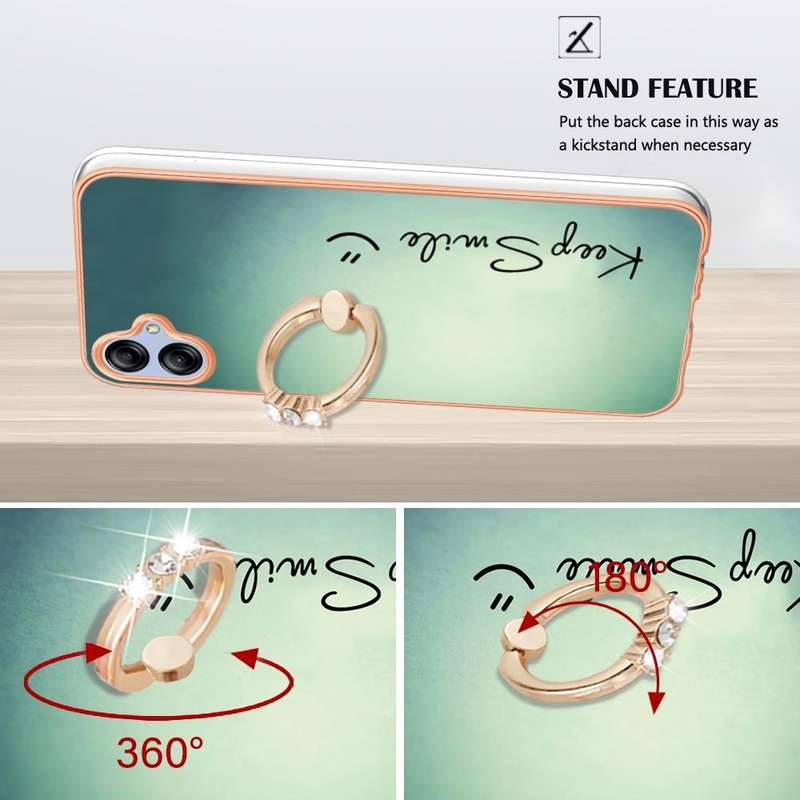 For Samsung Galaxy A04e Electroplating Dual-side IMD Phone Case with Ring Holder(Smile)