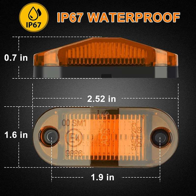 10 PCS MK-019 Car / Truck 6LEDs Side Marker Indicator Lights Bulb Lamp (Yellow Light)