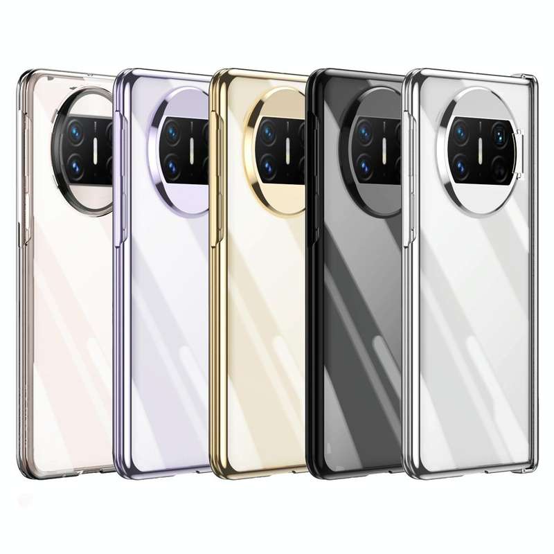 For Huawei Mate X3 Integrated Electroplating PC Folding Phone Case with Hinge(Black)