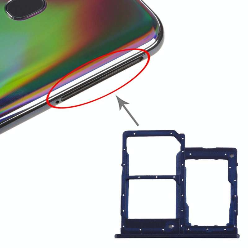 For Galaxy A40 SIM Card Tray + SIM Card Tray + Micro SD Card Tray (Dark Blue)
