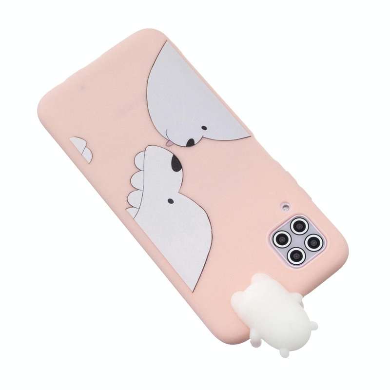 For Huawei P40 Lite Shockproof Colored Painted Lying Cartoon TPU Protective Case(Big White Bear)