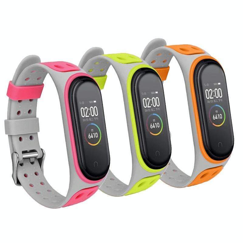 For Xiaomi Mi Band 5 Silicone Double Buckle Replacement Wrist Strap(Black)