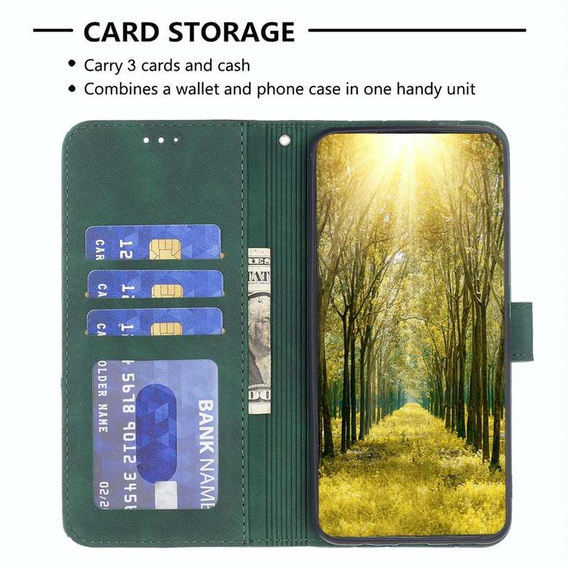 For vivo Y27 4G Magnetic Buckle Rhombus Texture Leather Phone Case(Green)