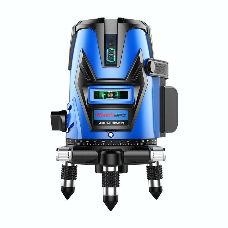 MBOOS Green Light 3 Line Outdoor Laser Level Instrument with Anti-drop Plastic Box & 1m Tripod