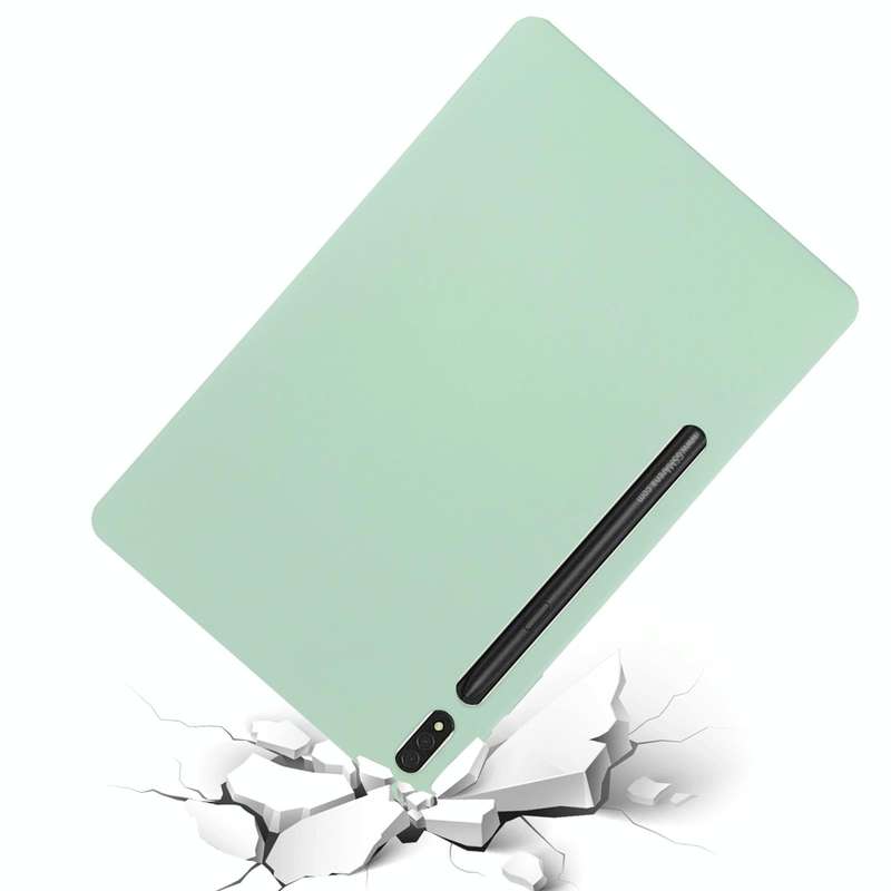 For Samsung Galaxy Tab S8+/Tab S7+/Tab S7 FE Pure Color Liquid Silicone Shockproof Full Coverage ...