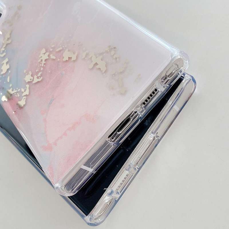 For Samsung Galaxy S22 Ultra 5G Coloured Glaze Marble Phone Case(Pink Grey)