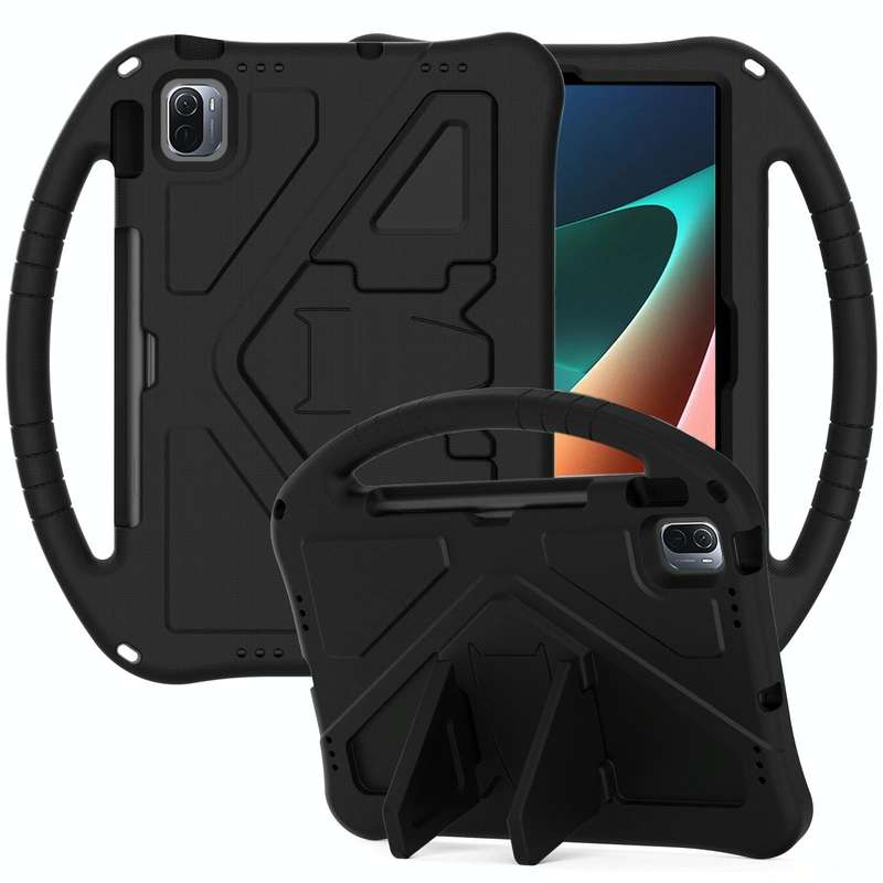 For Xiaomi Pad 5 / Pad 5 Pro 2021 EVA Flat Anti Falling Protective Case Shell with Holder(Black)