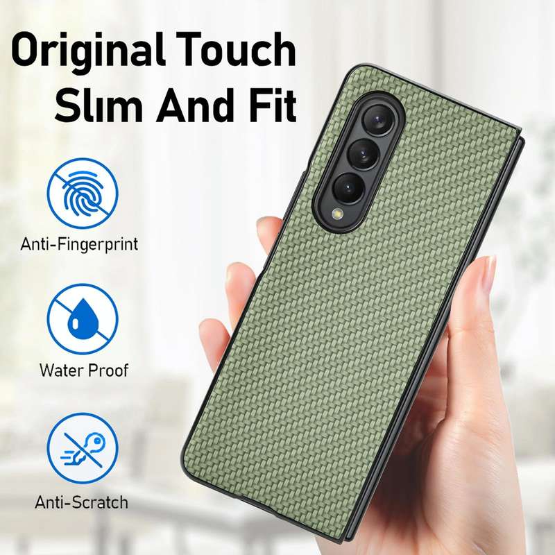 For Samsung Galaxy Z Fold3 5G Cross Pattern Slim PC Protective Case(Green)
