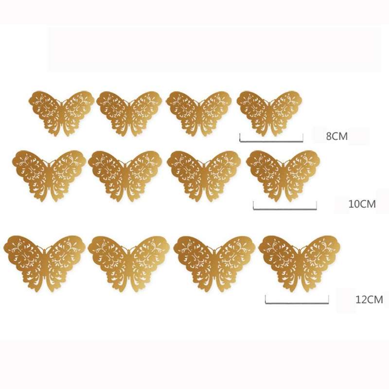 3D Wallpaper Home Decoration Hollow Butterfly Fridge Wall Stickers(Hollow Butterfly C type Silver)