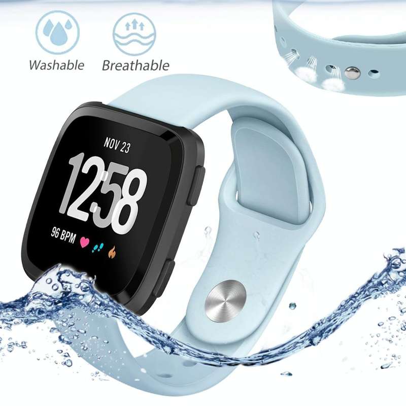 For Fitbit Versa 2 / Fitbit Versa / Fitbit Versa Lite Solid Color Silicone Watch Band, Size:L(Bab...