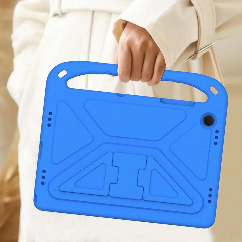 For Samsung Galaxy Tab A9+ Handle EVA Shockproof Tablet Case with Holder(Blue)