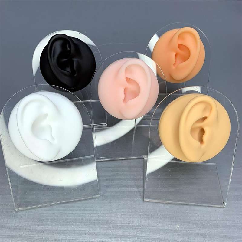 Soft Silicone Simulation Ear Model Practice Display Props, Style:Left Ear(White)
