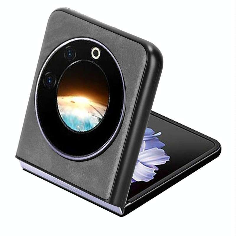 For Tecno Phantom V Flip Litchi Texture Back Cover Phone Case(Grey)