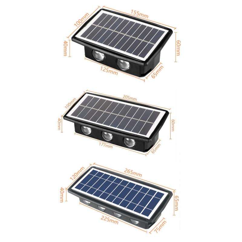 6LED Solar Wall Lamp Outdoor Waterproof Up And Down Double-headed Spotlights(Yellow Light)