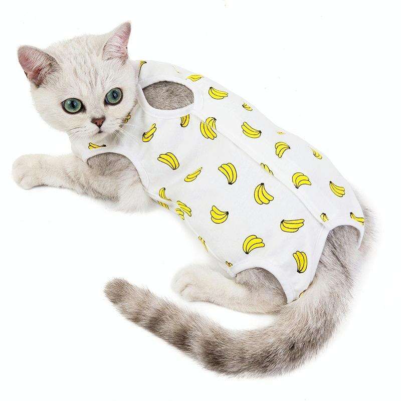 Female Cat Breathable And Anti-Licking Sterilization Clothing, Size: M(Banana)