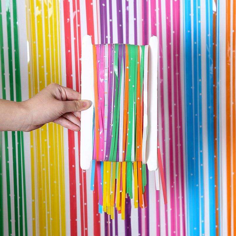 1x2.5M Splicing Color Rain Curtain Birthday Party Surprise Arrangement Props(Star)
