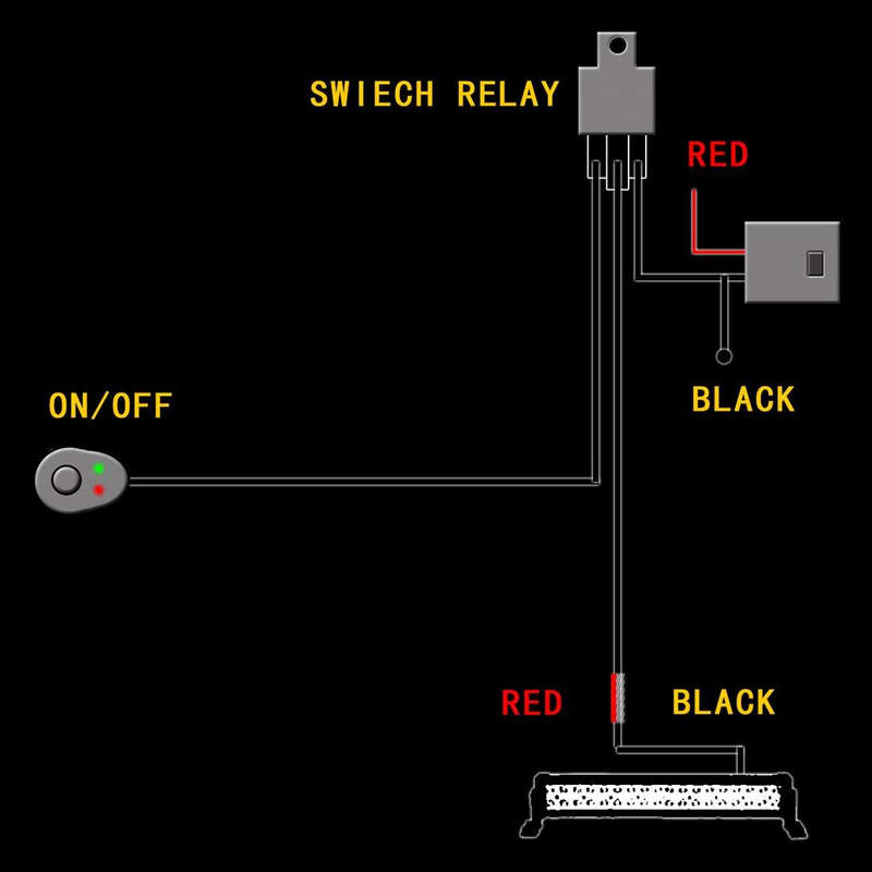 Offroad Driving 300W Light Bar Wiring Harness with Fuse DC 14V 40 Amp Relay ON/OFF Switch