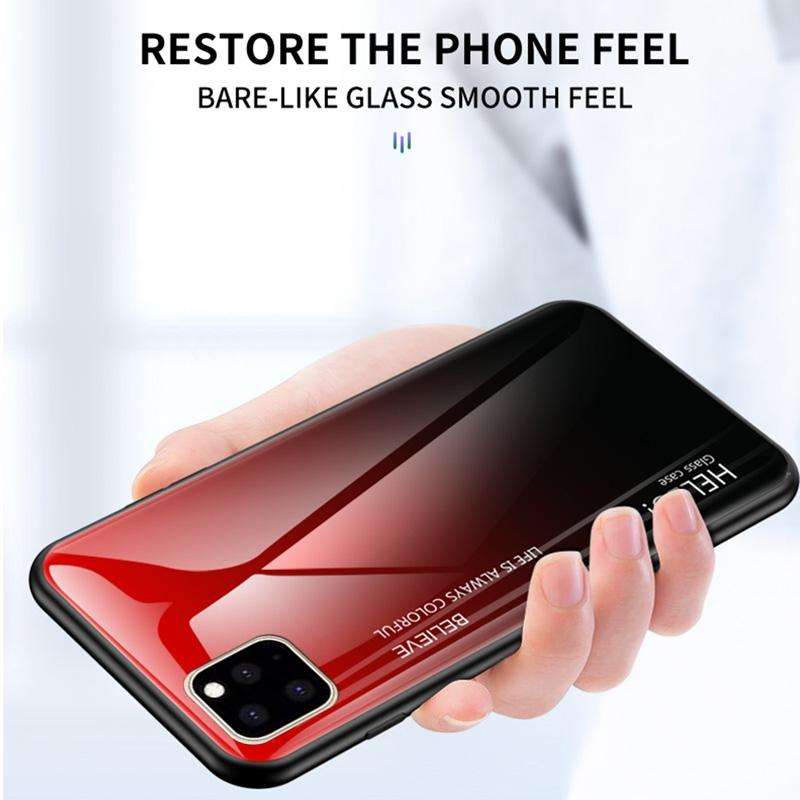For iPhone 11 Pro Max Gradient Color Glass Case(White)