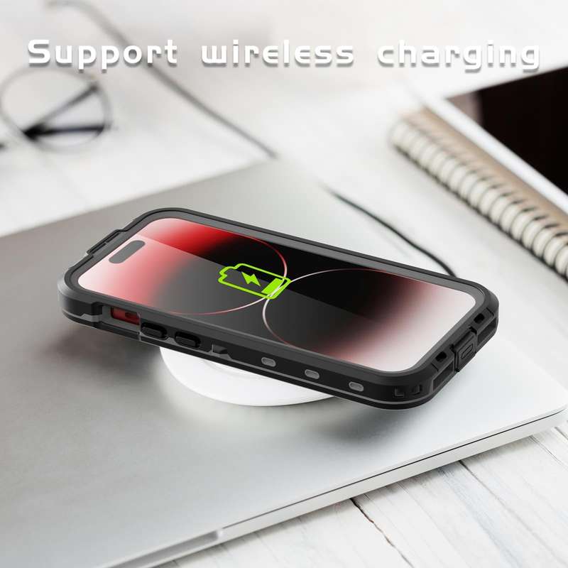 For iPhone 15 Pro Max RedPepper IP68 Waterproof MagSafe Phone Case(Black)