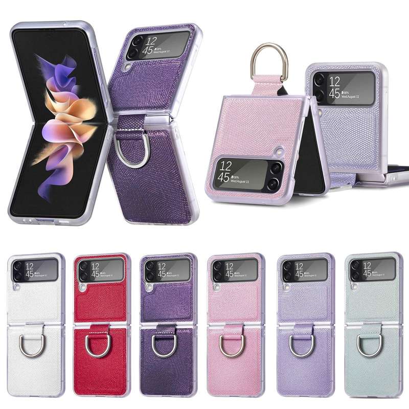 For Samsung Galaxy Z Flip4 Colorful Ring Hinged Folding Phone Case(Pink)