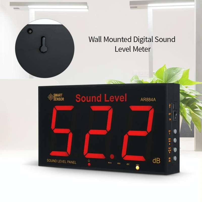 SmartSensor AR884A Smart Wall Mounted Sound Level Meter, EU/US Plug