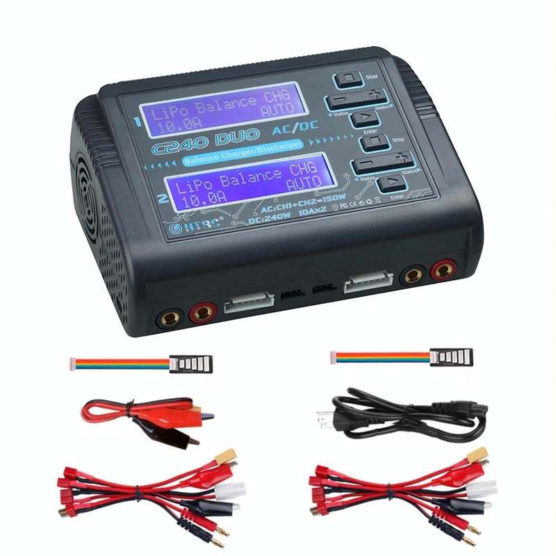 HTRC C240 Balanced Lithium Battery Charger Remote Control Airplane Toy Charger, Specification:US ...