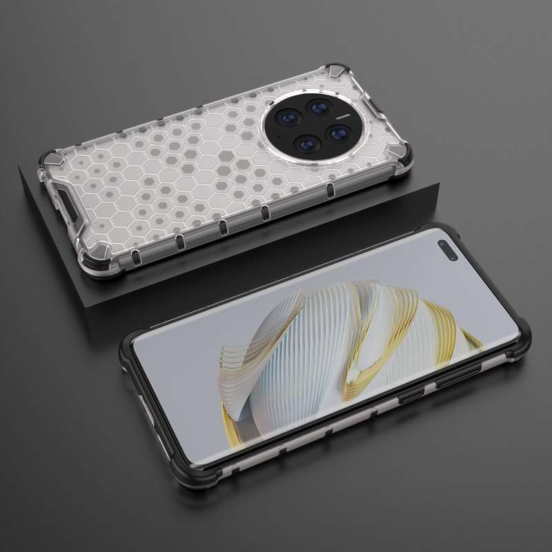 For Huawei Mate 50 Pro Shockproof Honeycomb PC + TPU Phone Case(White)