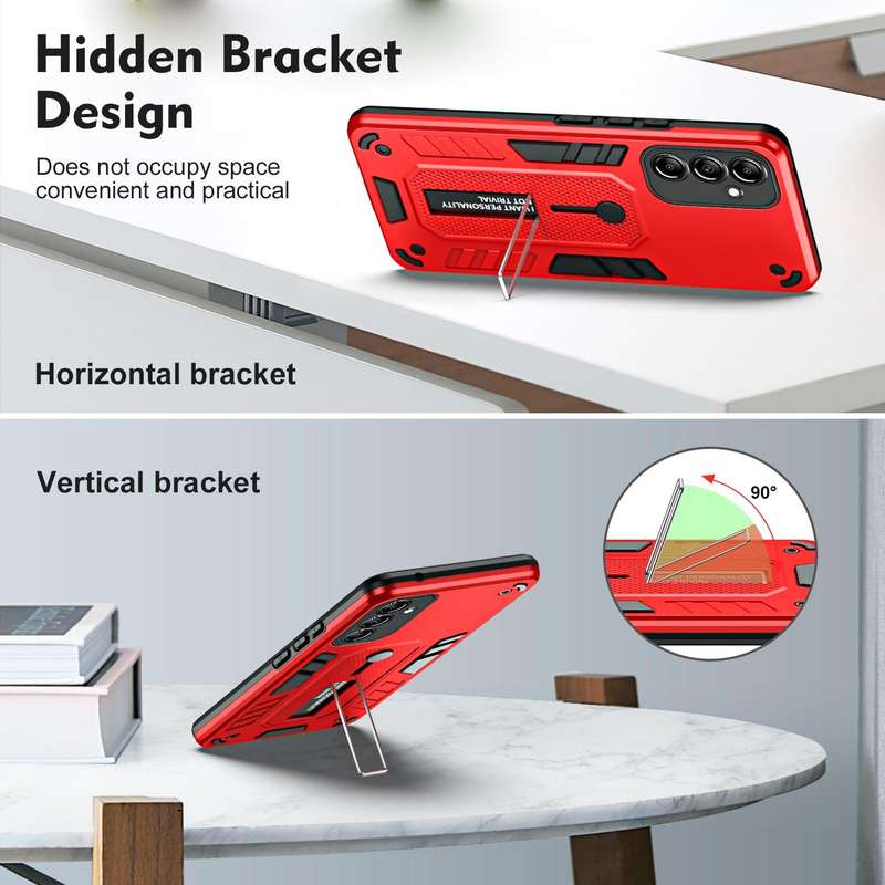 For Samsung Galaxy A34 5G Variety Brave Armor Finger Loop Holder Phone Case(Red)