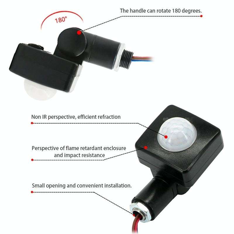 Automatic Security PIR Infrared Motion Sensor Detector Wall Spotlights Switch, Size:12mm(White)